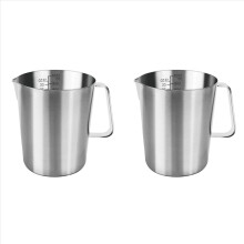 2x Messbecher 1L Edelstahl, Messbecher aus Metall mit Griff, mit Skala in Unzen und Millilitern, spülmaschinenfest, Milchkännchen