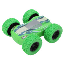 Carrinho de acrobacias para crianças pequenas, com mecanismo de fricção, rodas de borracha antiderrapantes, cores vibrantes e adesivos divertidos.