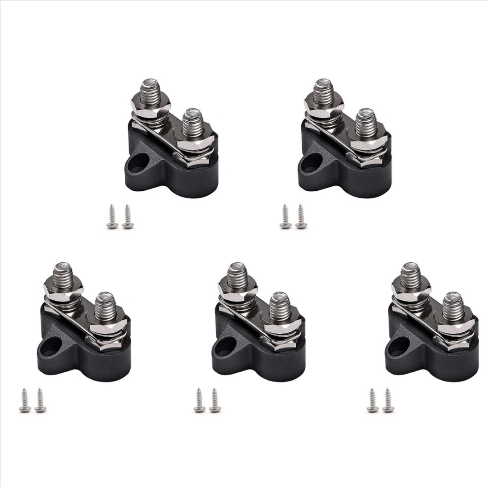 5X Terminal Block Studs M8 48V Junction Block Bus Bar Dual Heavy Duty Power Distribution Stud For Truck Rv Boat,Black 4852070772198