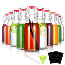 12oz Swing Glass Bottles 10 Pack with Airtight Seal for Home Brewing Kombucha and Fermentation