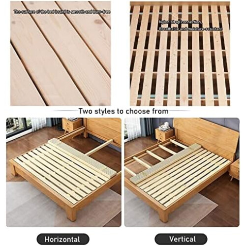 Foldable Solid Pine Bed Slats Mattress Support Board for Floor or Frame Use 55x75in 1