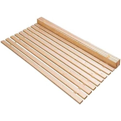 Foldable Solid Pine Bed Slats Mattress Support Board for Floor or Frame Use 55x75in 2