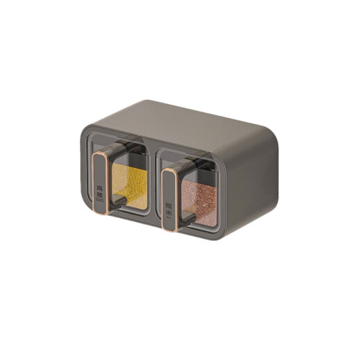 Adhesive Mount Spices Rack Set for-Grayish gold two squares