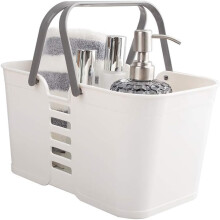 Plastic Basket, Rugged Sturdy Construction With Drainage Holes, Grooved Handle Portable Cleaning Caddy For Storage Organization In Kitchen, Dorm, Bath