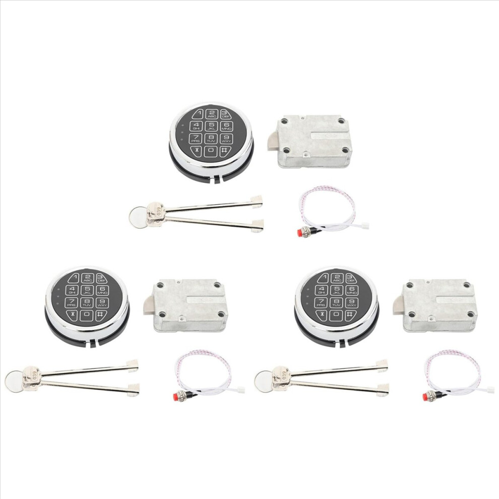 3X Replacement Electronic Safe Lock With Solenoid Lock & 2 Override Keys,Chrome Keypad Security Fireproof Safe Box 4852070769372