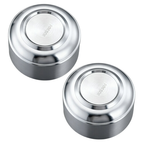 2 Pack Stainless Steel Rice Bowls Shatterproof-silver 10.5cm