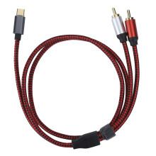 Audio-adapterkabel voor USB-C-apparaten. Hoogwaardige geluidskwaliteit met digitaal-naar-analoog-converterchip. Vergulde connectoren. Flexibele kabel