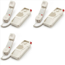 Telefone com fio Trimline triplo com botão de emergência SOS, volume de campainha ajustável, montável na parede, estilo americano, branco.