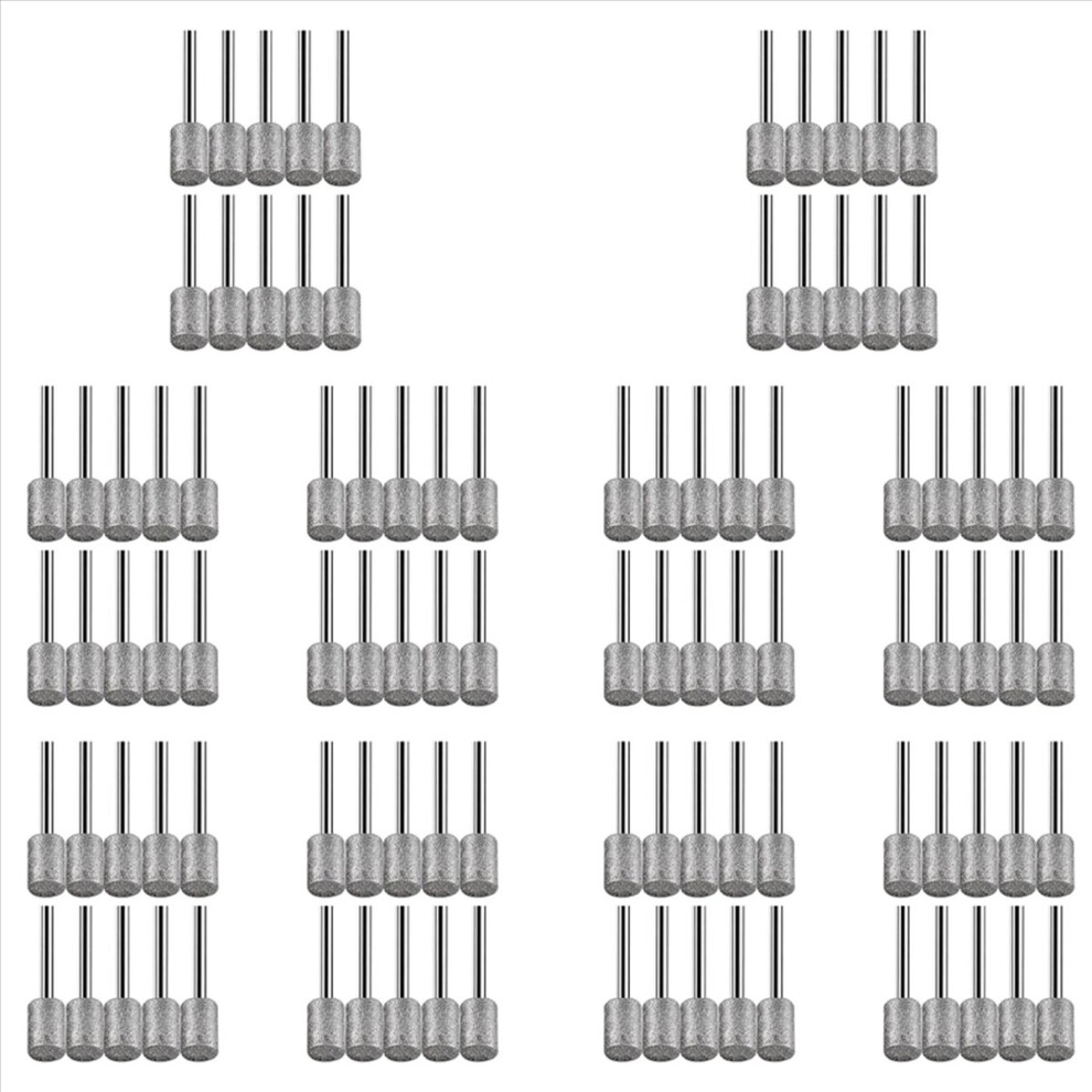 100Pc 8Mm Cylindrical Head Diamond Burr Stone Carving Grinding Set For Stone Rocks Glass Ceramics-For -Rotary 4852070769136