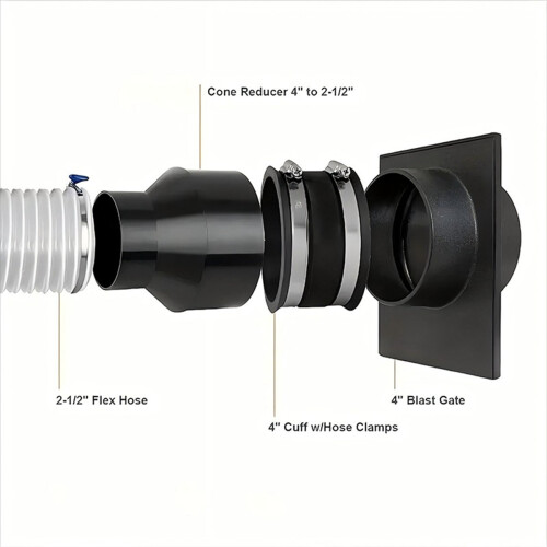 2x 70136 Adaptador Cônico Redutor de Mangueira de 4 Polegadas para Mangueira de 2-1/2 Polegadas, Conexões para Mangueira de Coleta de Pó 1