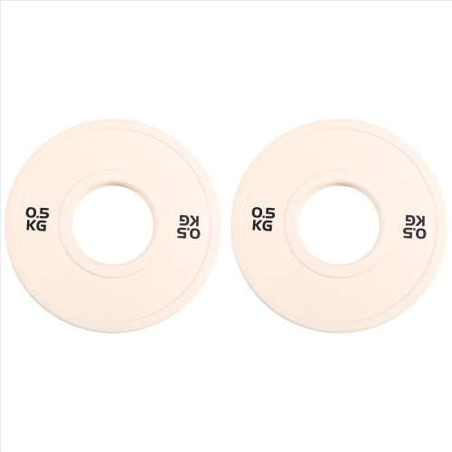 2 Anilhas Micro Tipo para Halteres, em Borracha, com Abertura Adicional de 50,4 mm e 0,5 kg