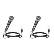2 Microfones Dinâmicos Profissionais de Mão com Fio para Karaokê e Apresentações Vocais ao Vivo