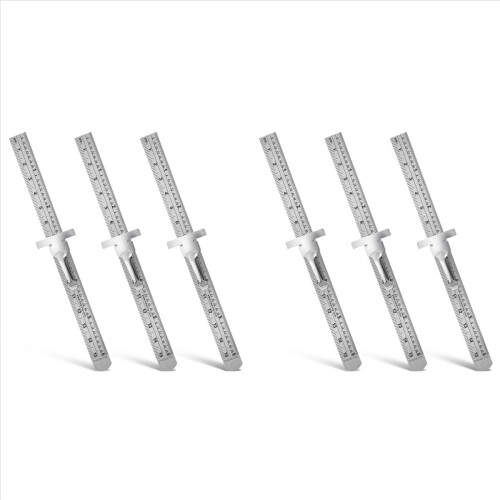 Régua de bolso flexível de aço inoxidável com 6 peças para mecânico, 15 cm (6 polegadas), com clipes removíveis.