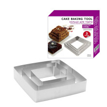 Cake Ring Set Stainless Steel Square Molds 4/6/8 Inch Adjustable for Baking and Desserts