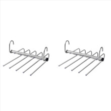 2X 5 Layers Folding Pants Hangers Stainless Steel Space Saving Clothes Rack Organizer for Wardrobe Jeans Trousers Scarf