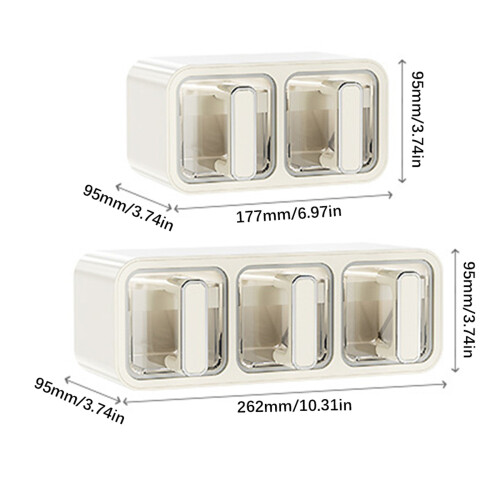 Spices Organizers Box Wall Mount-milky silver two squares 2