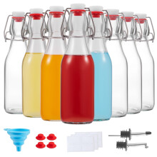 8oz Swing Glass Bottles Set for Kombucha and Home Brewing, Airtight Leakproof Seal, 8 Pack