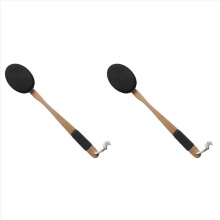 Aplicador de loção para as costas 2X com cabo longo e 2 almofadas substituíveis, ideal para jovens e idosos - Preto.