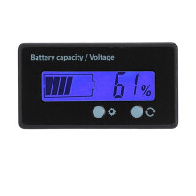 Spänningsmätare Batterikapacitetsmonitor LCD-display Universell batteriindikator för litiumbatteri Vattentät Polaritetsskydd Låg