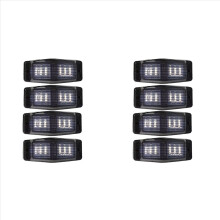 Conjunto de 8 luzes de sinalização LED fumê brancas para grade frontal de caminhão MAN com queimador duplo.