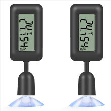 2X Reptile Thermometer Hygrometer with Suction Cup Digital Temperature Humidity Meter for Terrarium Reptile Accessories