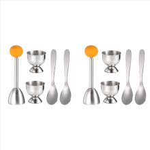 Set di separatori per uova sode morbide, 4 portauova, 4 cucchiai di metallo e 2 tagliauova o apriscatole per uova sode morbide
