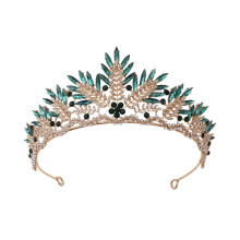 Kristall-Hochzeits-Tiaras für Frauen, Königin-Kronen,-Grün