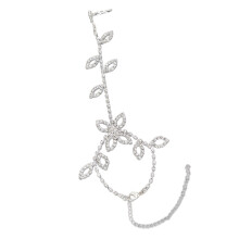 Slabhra Coise Seodra Bainise Trá le Maisiúcháin Rhinestone, Sandals Cosnochta le Rúitíní Criostail Boho le Fáinne Ladhar Inchoigeartaithe,