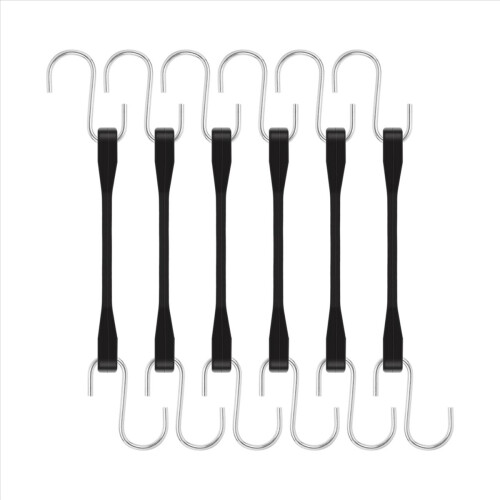 12 Cordas Elásticas de Borracha com Ganchos de 15 cm (6 Polegadas), Cordas Elásticas de Borracha Resistentes para Uso Externo com Ganchos em S 1