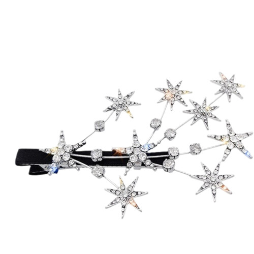 Tiara Estrela Prateada, Design Requintado, Leve e Resistente com Corrente Extensível Ajustável e Coroa de Estrela com Strass, Ideal para Noivas e 1