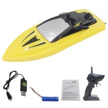 Barca radiocomandata ad alta velocità con timone flessibile e allarme batteria scarica per viaggi sicuri in piscina e al lago (bianca)