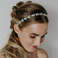 Serre-tête de mariée fait main orné de feuilles florales et d'une touche vintage, avec ruban ajustable et design flexible pour une coiffure