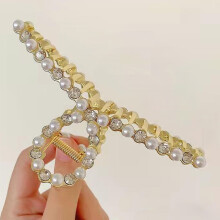 Strassbesetzte Haarspange für Damen, luxuriöses Design mit Strasssteinen und goldenen Akzenten, große Metallhaarspange, elegantes Design,
