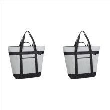 2 Bolsas Térmicas Isoladas, Reutilizáveis, 40L, Macias e à Prova de Vazamentos, Ideais para Compras, Praia e Compras, Cinza