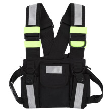 Imbracatura per radio walkie talkie con cinghie riflettenti Gilet tattico Circonferenza regolabile Design multispazio per avventure di sopravvivenza