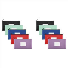 10-pack bankdeposito geldzakken met rits, PU-zakken, portemonnee-etui's met label, voor munten, cosmetica A