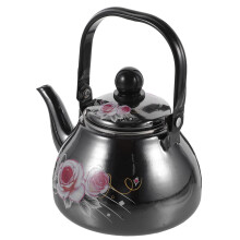 Retro Enamel Stovetop Tea Kettle with Strainer, HeatResistant Handle, Vintage Finish for Induction and Gas