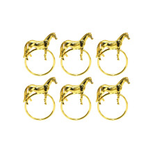 6 Stück elegante Serviettenringe im Pferde-Design,-Gold