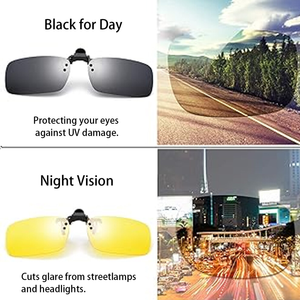 Glare Reduction Clip On Sunglasses for Prescription Eyewear, High Quality Material UV400 Protection Design, Flip Up Rimless Polarized Lenses for