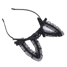 Élégant serre-tête oreilles de chat en dentelle, ras-de-cou à nouer, compatible avec oreilles longues et nœud papillon, accessoire de costume