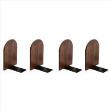 Suportes de livros de madeira resistentes, antiderrapantes, para estante (4 peças)