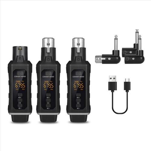 2X New 48V Capacitor XLR Adapter Wireless Microphone Transmitter Receiver for Dynamic Microphone Guitar Audio Mixer 1