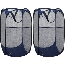 Wasmand, draagbare opvouwbare wasmand voor studentenkamers, wasruimtes, badkamers en op reis, met verstevigde handgrepen, lichtgewicht polyester mesh.