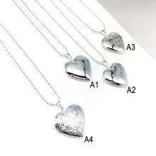 Photo Frame Heart Locket with Four-Picture Capacity, Personalized Photo Necklace Polished Finish Pendant, Adjustable Chain Sterling Silver Memorial