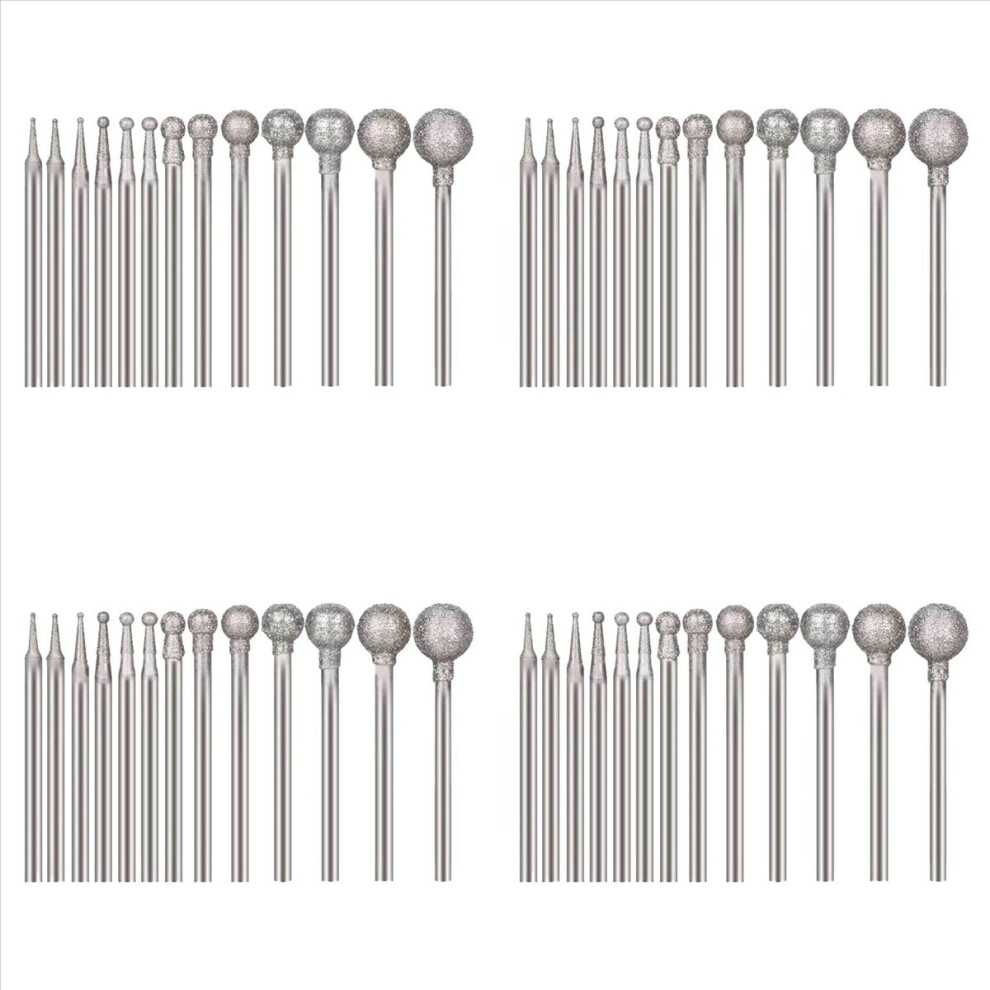 52 Pcs Ball Shape Diamond Burr Diamond Mounted Grinding Burs Stone Carving Set With 3/32 Inch Mandrel For Rotary Tools 4852070784740