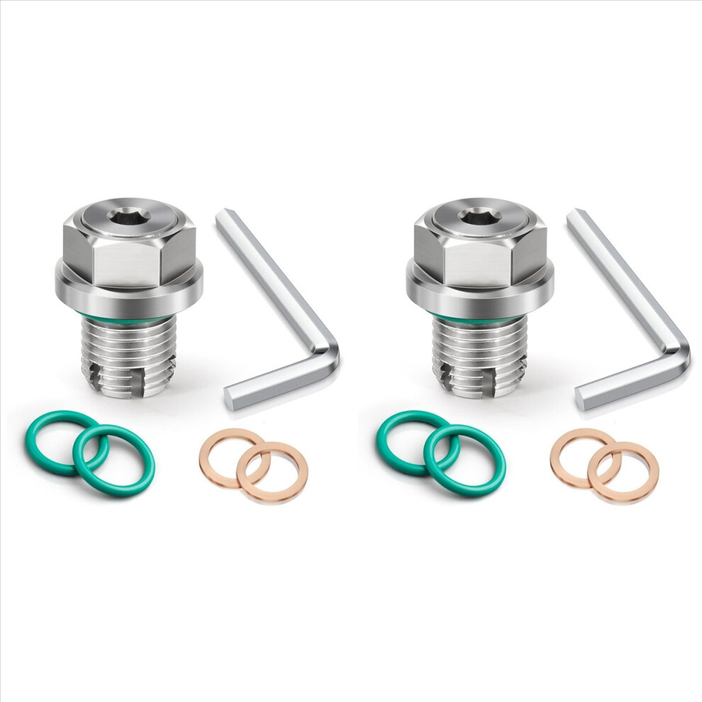 2Set M14.1-1.5 X 15Mm Oversize Piggyback Oil Drain Plug, Stainless Steel Self Tapping Oil Pan Thread Repair Kit 4852070777636