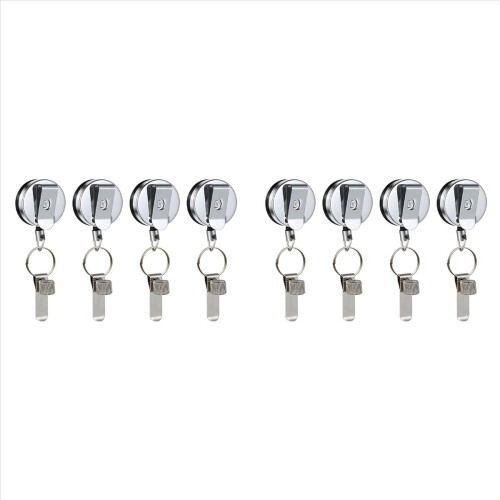 Conjunto de 8 porta-lápis retráteis com clipe para cinto, chaveiro e cordão universal.