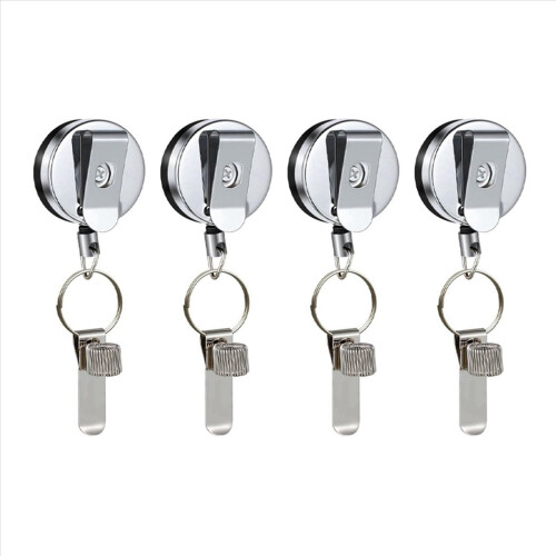 Conjunto de 8 porta-lápis retráteis com clipe para cinto, chaveiro e cordão universal. 1