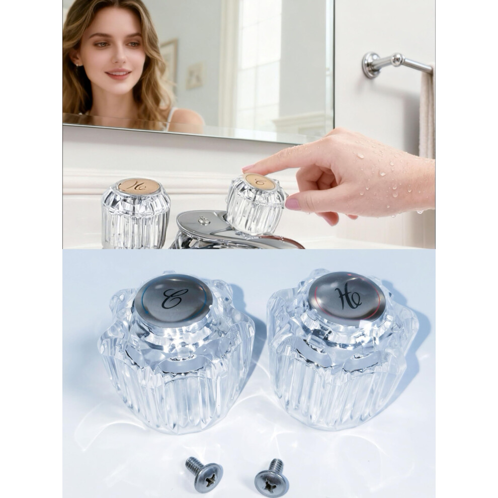 Shower Faucet Handle Replacement Clear Acrylic Knob For Delta And Peerless, 1.7Inch Hot Cold Control 9001264069247