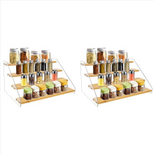 Organizador de temperos de 30 cm (12 polegadas) para armário - Suporte de madeira com 4 níveis - Prateleira expositora que economiza espaço
